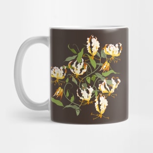 Gloriosa - white on brown Mug